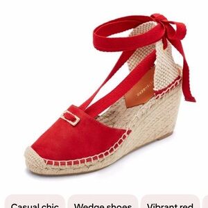 DVF Red Wedge Espadrilles, Size 9M